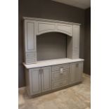 22.5" x 74" x 84" tall wall decorative cabinet with upper cabinet & white g