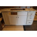 54" x 90" L shaped kitchen display with granite top
