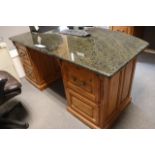 Set to go - 38" x 70" granite top office desk with matching 27" x 96" crede