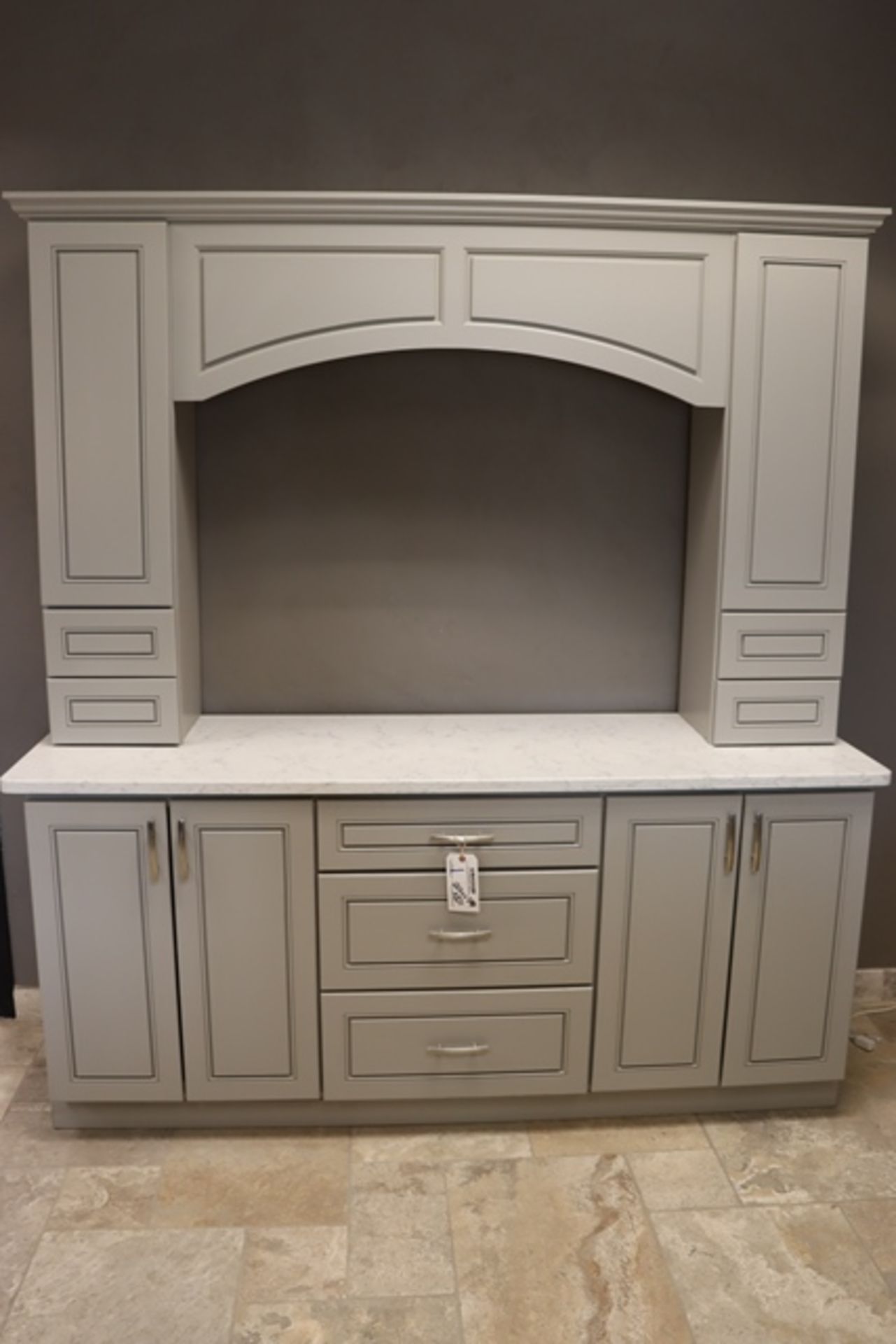 22.5" x 74" x 84" tall wall decorative cabinet with upper cabinet & white g - Image 2 of 5