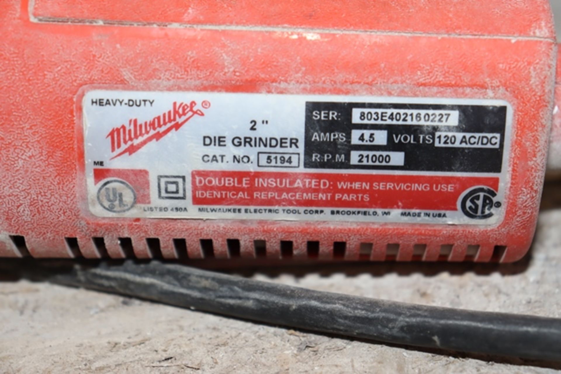 Milwaukee 5194 electric 2" die grinder - Image 3 of 4