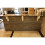 18" x 90" x 42" tall stone front bar with granite top
