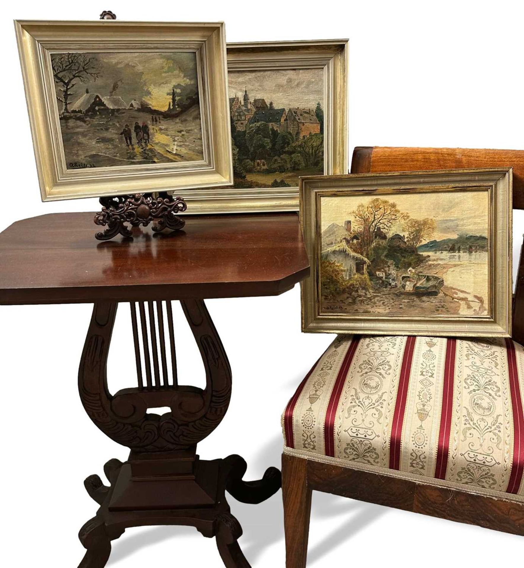 Reiss, O. (tätig um 1922), Konvolut 3 Gemälde Landschaft Stadtansicht um 1922 - Bild 2 aus 9