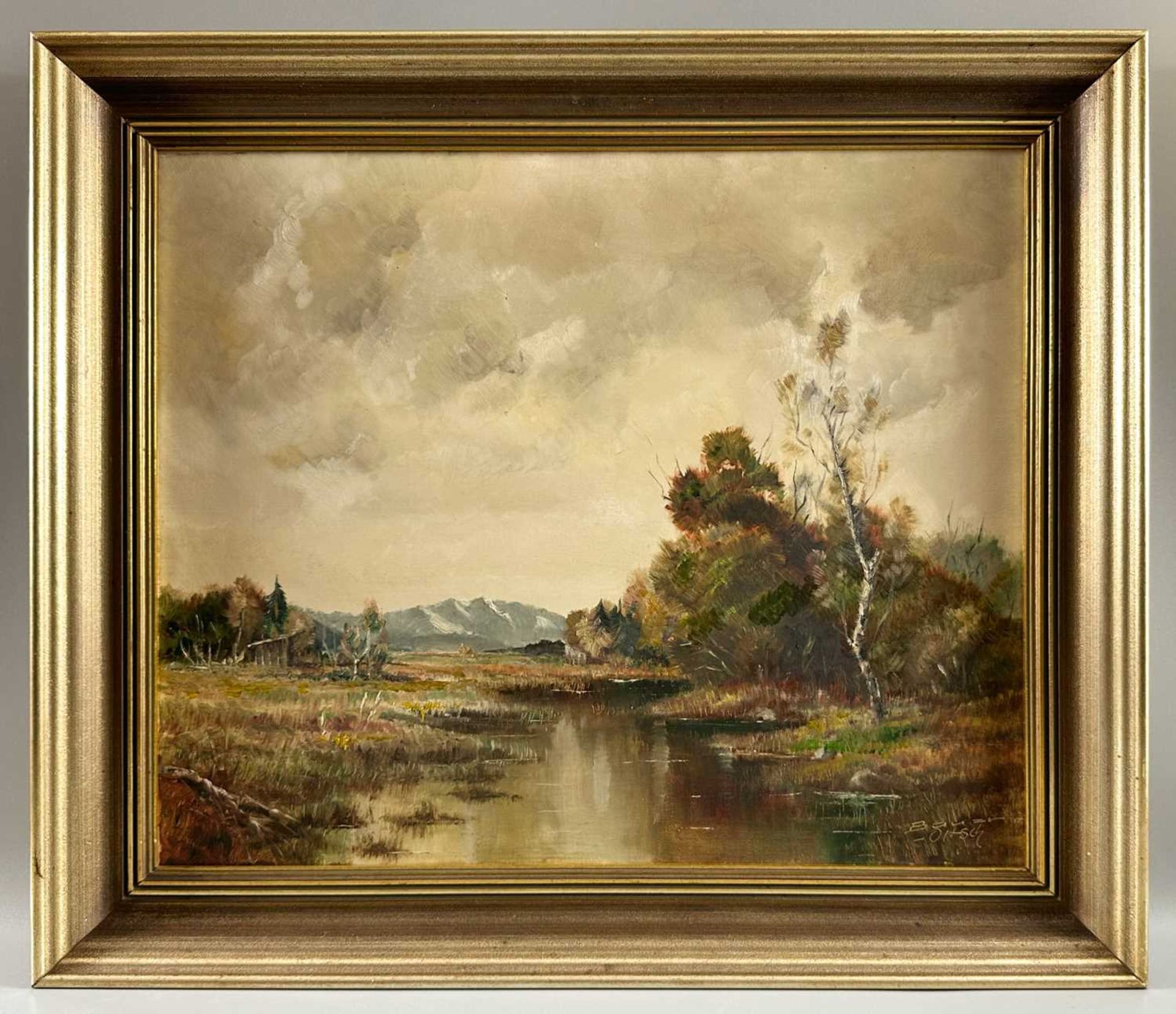 Bauer-Oltsch, Karl Sally (1920-2003), Ölgemälde, Kocheler Moor Benediktenwand