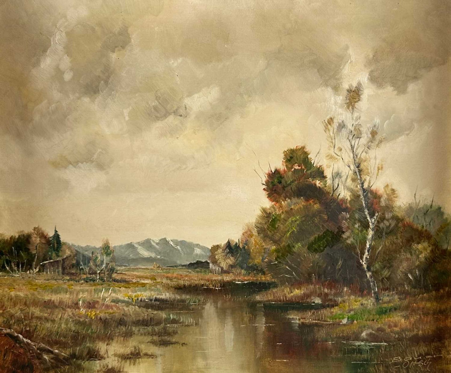 Bauer-Oltsch, Karl Sally (1920-2003), Ölgemälde, Kocheler Moor Benediktenwand - Bild 3 aus 6