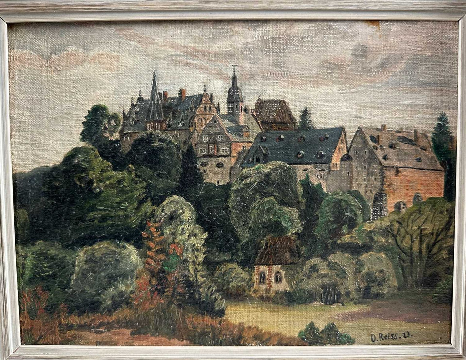 Reiss, O. (tätig um 1922), Konvolut 3 Gemälde Landschaft Stadtansicht um 1922 - Bild 7 aus 9