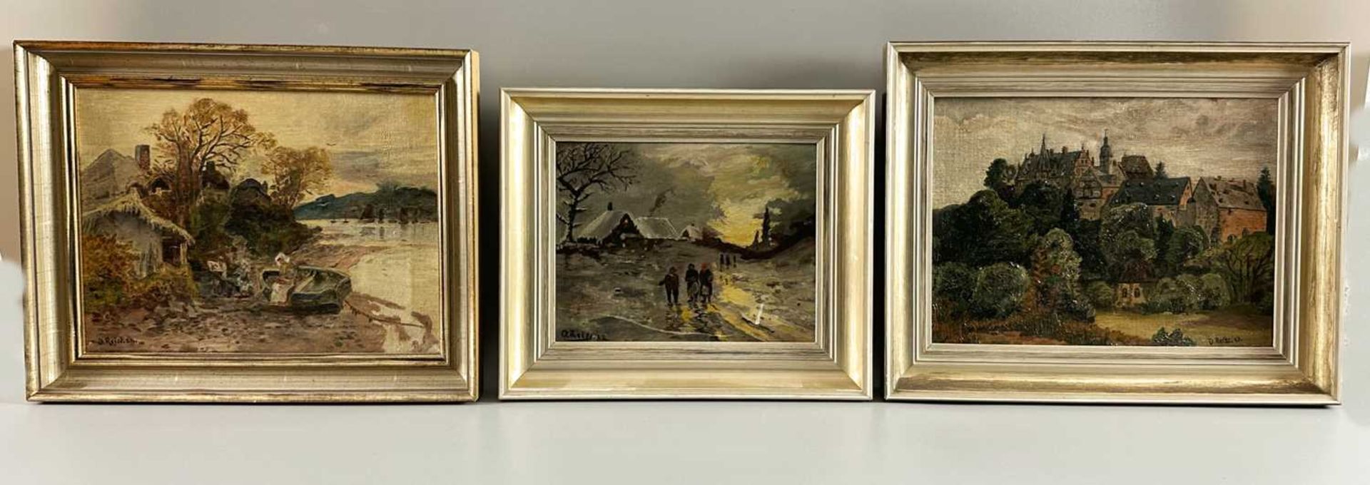 Reiss, O. (tätig um 1922), Konvolut 3 Gemälde Landschaft Stadtansicht um 1922