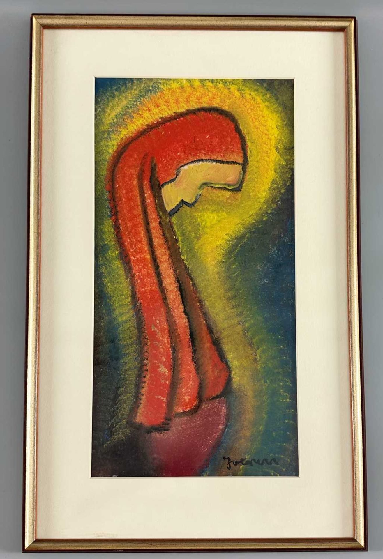 Brenneis, Jo (1910-1994), Gouache und Mischtechnik Malerei, Madonna, abstrakt