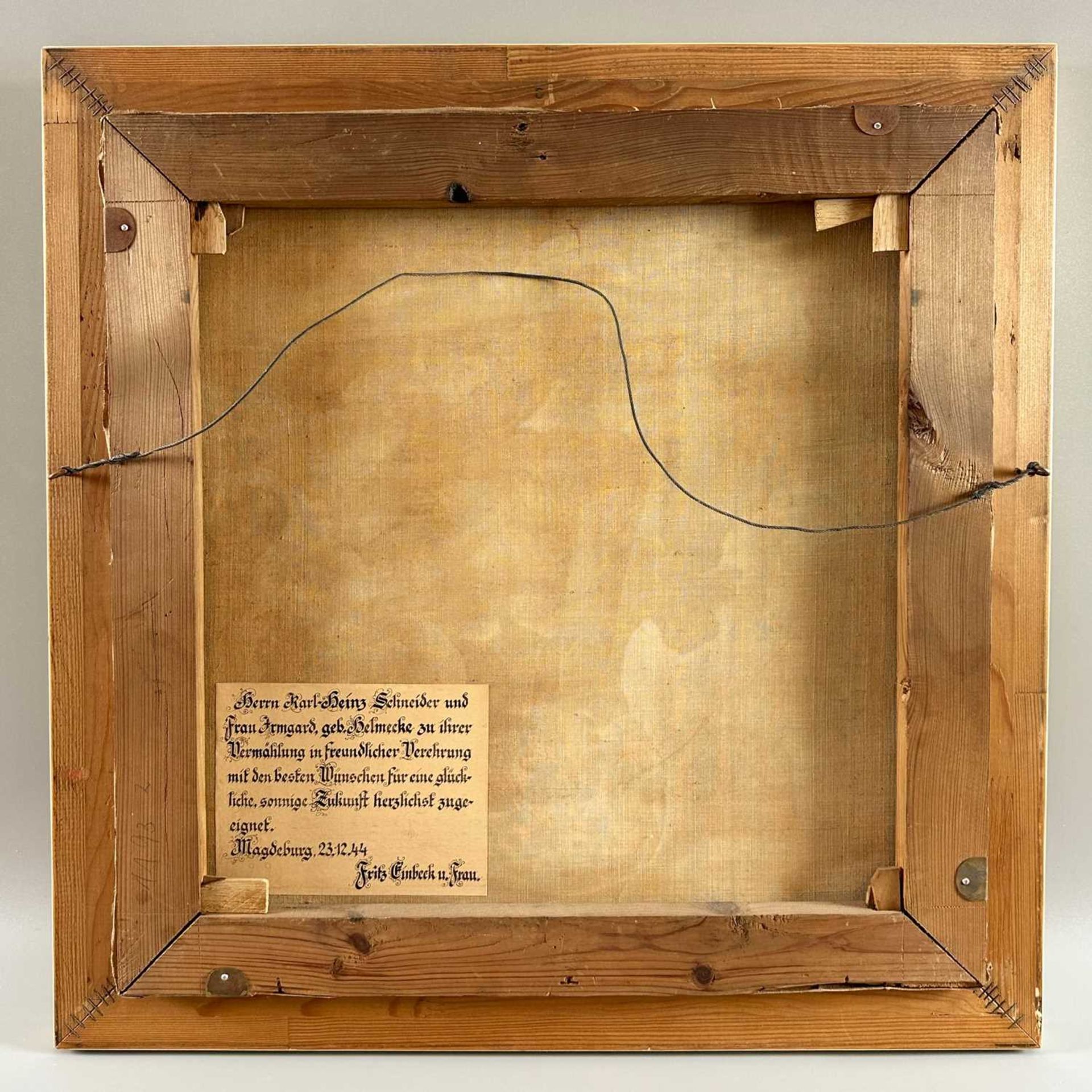 Einbeck, Fritz (tätig um 1944), Ölgemälde Stillleben um 1944, rückseitig Widmung Magdeburg - Bild 6 aus 7