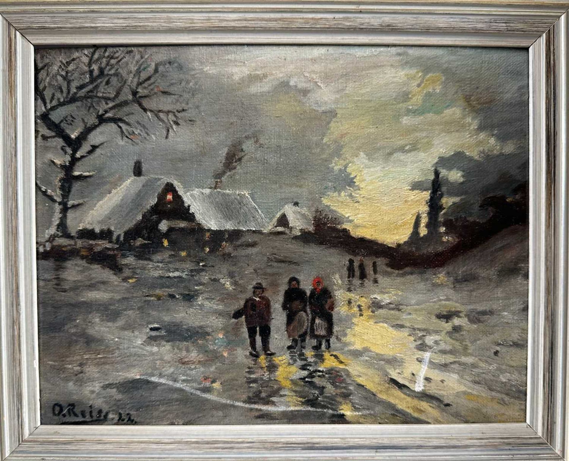 Reiss, O. (tätig um 1922), Konvolut 3 Gemälde Landschaft Stadtansicht um 1922 - Bild 5 aus 9