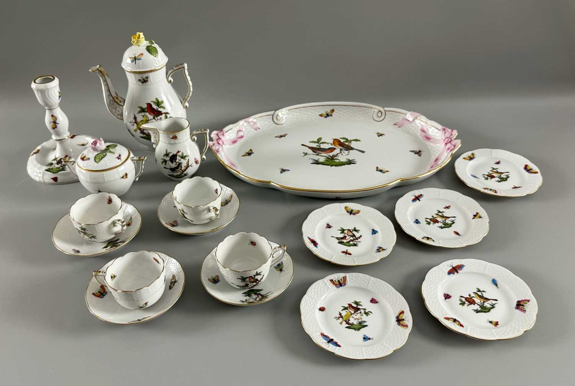 Herend Service, insgesamt 18 Teile, wohl Serie Rothschild, Dekor RO