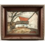 Šustr Antonín (1923-1993), Ölgemälde Dorfansicht Chalupy