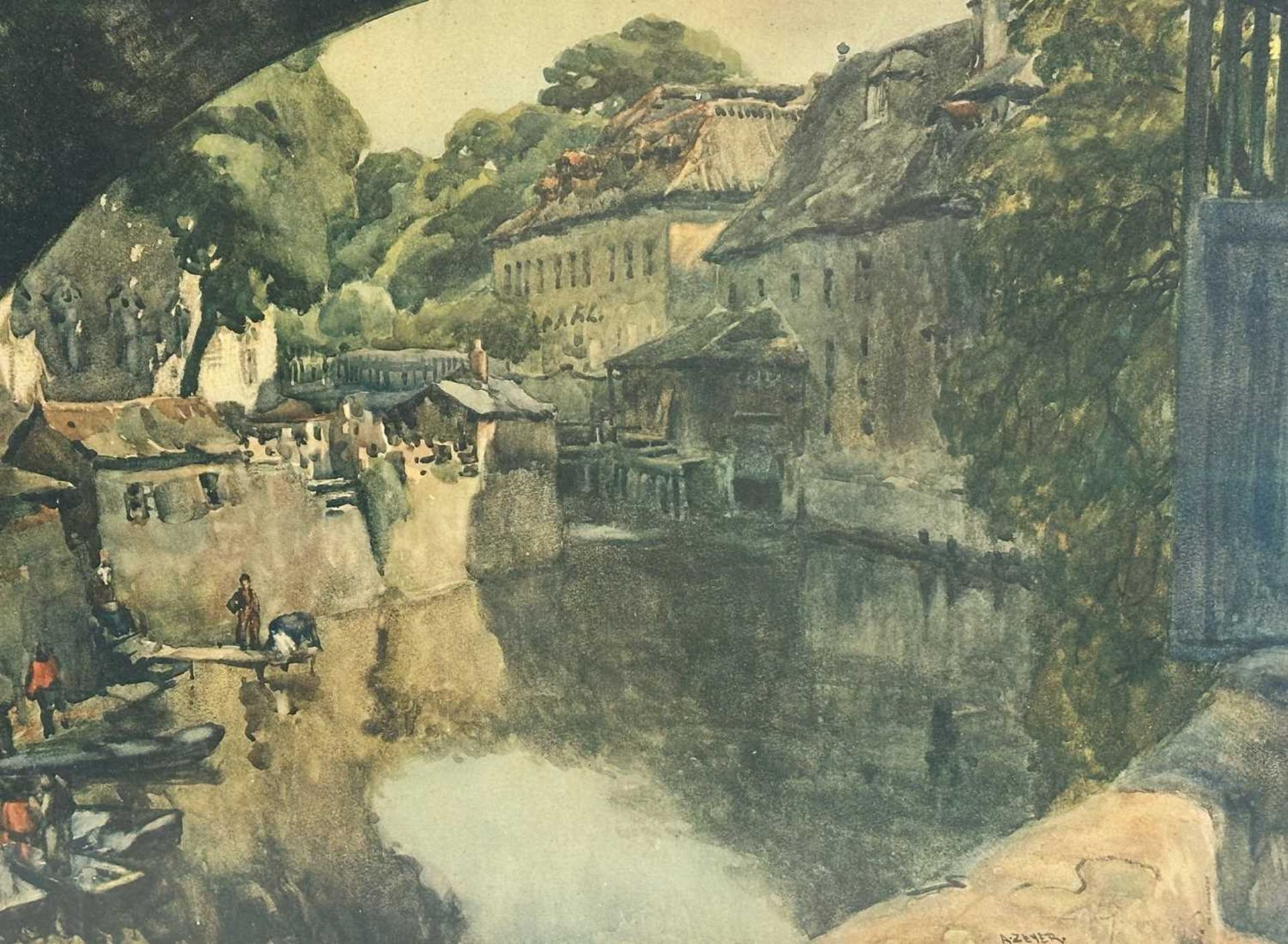 Zeyer, Jan Angelo (1878-1945), Aquarell, Čertovka Kanal in Prag Moldau - Bild 3 aus 7