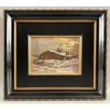 Panuška, Jaroslav (1872-1958), Ölgemälde Winterlandschaft mit Gebäude