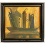 Tyutyunnik, Vasiliy (geb. 1957), Ölgemälde abstrakt um 1998, Personen auf Boot