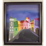 Bernášková, Vlady (tätig 2. Hälfte 20. Jahrhundert), Gemälde, Ansicht Dorf, naiv, evtl Tschechien