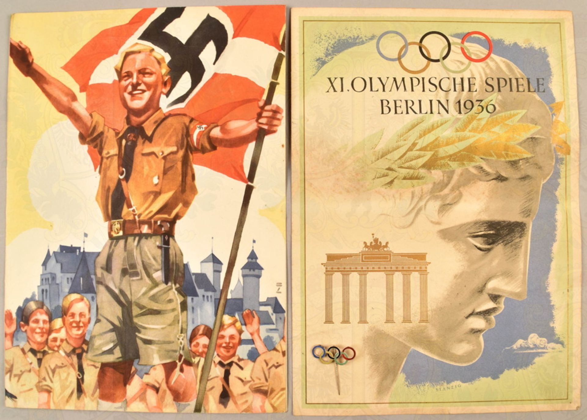 2 Reichspost telegrams 1936 and Olympic Games visitors badge - Image 2 of 3