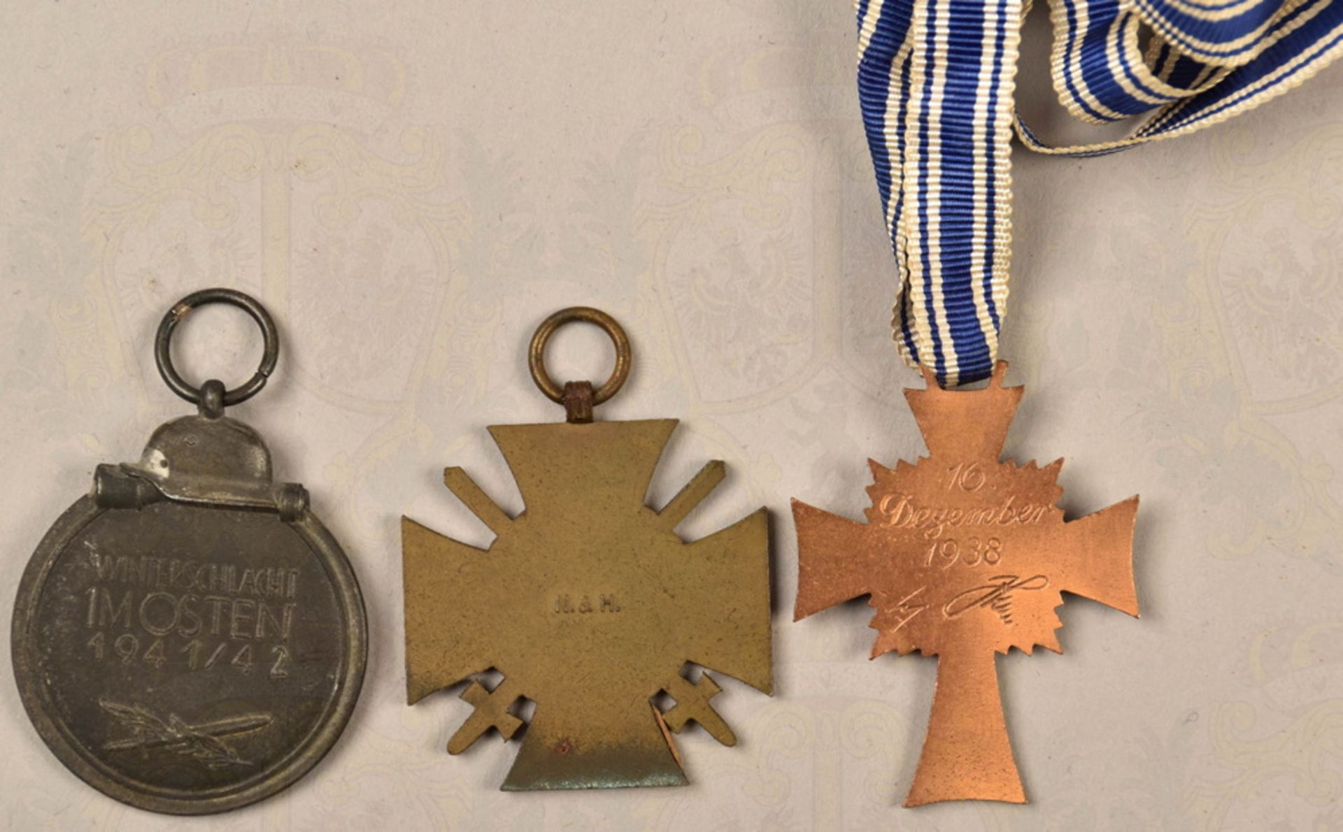 3 Third Reich medals and Iron Cross ribbon - Image 3 of 3