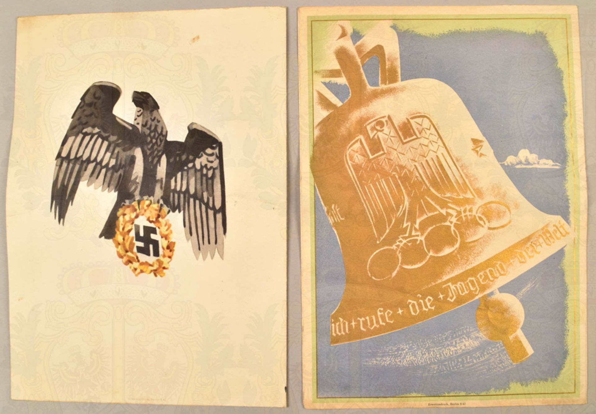 2 Reichspost telegrams 1936 and Olympic Games visitors badge - Image 3 of 3