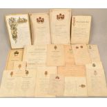 20 menu cards Duchy of Brunswick, Saxony, Imperial County of Reuss 1881-1895