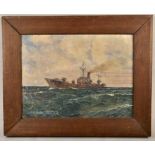 Oil painting German Navy submarine hunter 1943