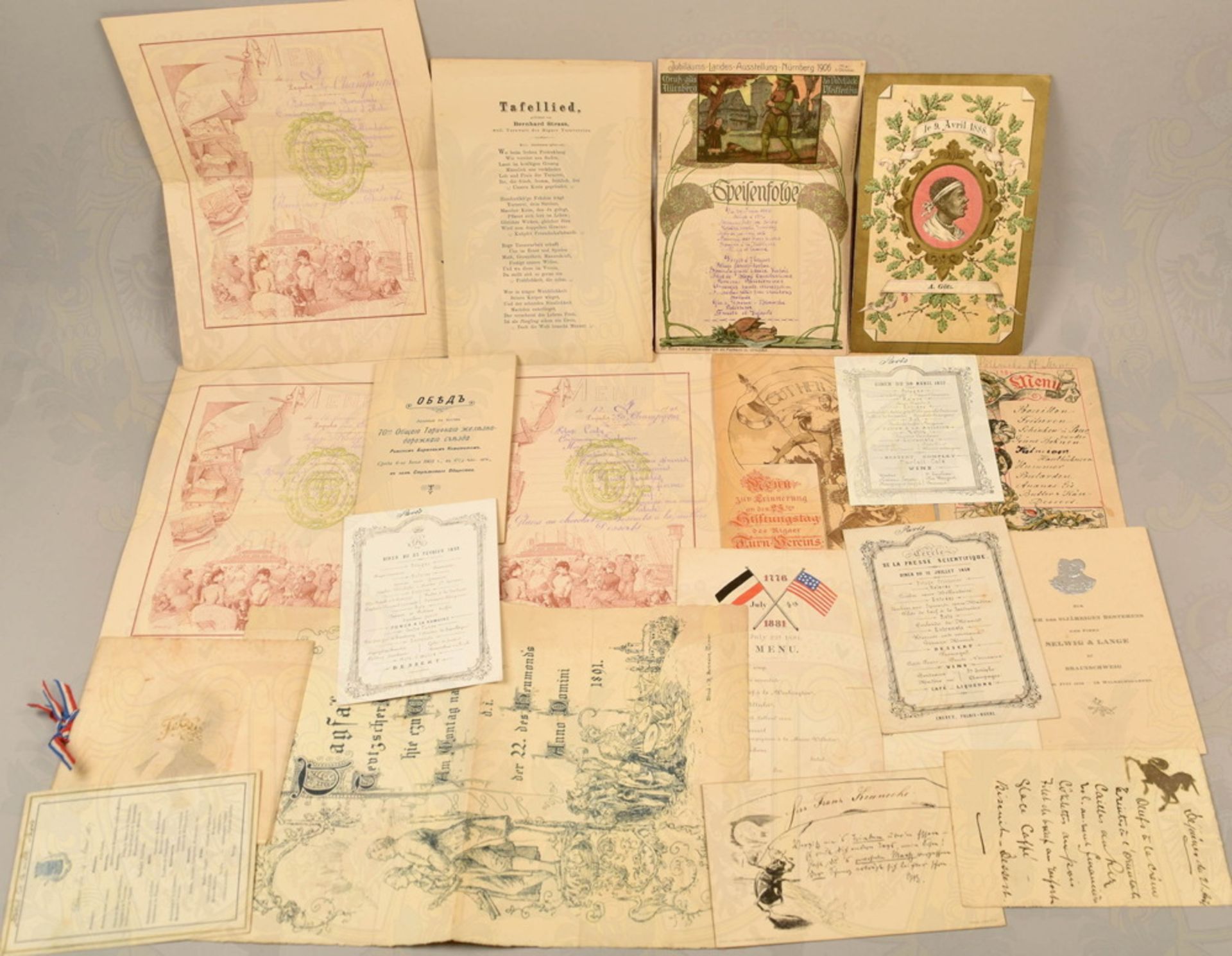 16 menu cards Germany 1857-1906
