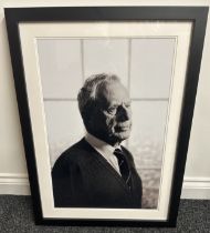 Framed Black and White Portrait photograph of D-Day Veteran Victor McKenzie. Overall size