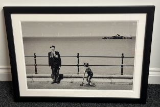 Framed Black & White Photograph of D-Day Veteran Peter Smoothey. Overall size including frame 76cm x