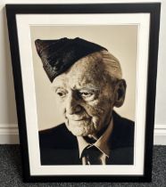 Framed Portrait Photograph of D-Day Veteran Bernard Morgan. Overall size including frame 76cm x