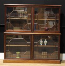 A 19th century mahogany library bookcase, moulded top above a pair of astragal glazed doors, the