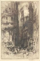 Hedley Fitton (1859 - 1929), Borgo San Jacapo, Florence, etching, signed in pencil, label to