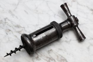 Helixophilia - an early 20th century Italian all-steel mechanical corkscrew, broad barrel with