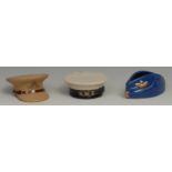 Denby - a set of three ashtrays, as Navy, Army and Royal Air Force hats (3)