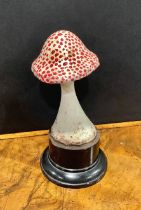 Natural History - Mycology - a painted model of fungus specimen, mounted for display, 14cm high