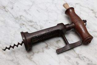 Helixophilia - a 19th century steel London rack two-pillar mechanical corkscrew, cut worm, turned