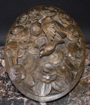 An early 20th century lost wax (cire perdue) bronze plaque, cast at the Valsuani foundry, probably