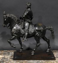 Italian Grand Tour School (19th century), a dark patinated bronze, the equestrian statue of