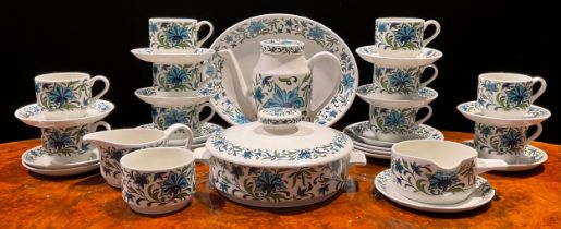 A Midwinter Spanish Garden pattern part dinner and coffee service, comprising tureen and cover,