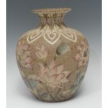 A Calvert and Lovatt Langley ovoid vase, decorated by George Leighton Parkinson, in sgraffito and