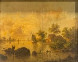 Dutch School (17th/18th century) Landscape oil on oak panel, 14.5cm x 18cm