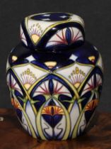 A contemporary Moorcroft Inula pattern ginger jar and cover, designed by Rachel Bishop, tube lined