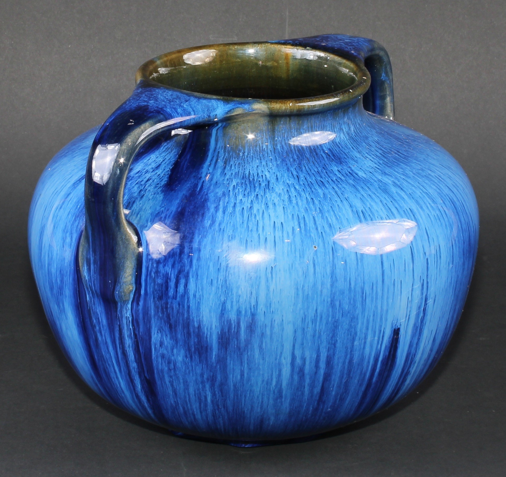 A near pair of Denby Danesby Ware Electric Blue two handled ovoid vases, printed marks, 18cm high - Image 6 of 7
