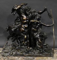 After François Rude (French 1784-1855), a bronze figure group, The Education of Achilles by the