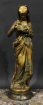 Albert-Ernest Carrier-Belleuse, French, (1824 - 1887), a gilt bronze, Liseuse, signed in the