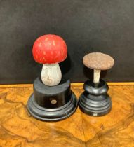 Natural History - Mycology - a painted model of fungus specimen, mounted for display, 13cm high;