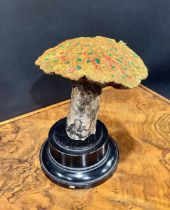 Natural History - Mycology - a painted model of fungus specimen, mounted for display, 17cm high