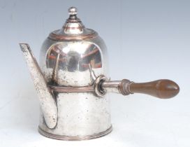 A George III Old Sheffield Plate side-handled coffee pot, domed cover with ball finial, reeded
