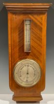 An Edwardian Yorkshire satinwood banded mahogany aneroid barometer, by M. Cohen & Son, 11 Darley