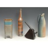 Studio Pottery - a salt-glazed bottle vase, of slender form, by Thomas Thunig, 38.5cm high; salt-