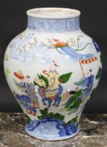 A Chinese ovoid vase, painted with figures from mythology, 31cm high